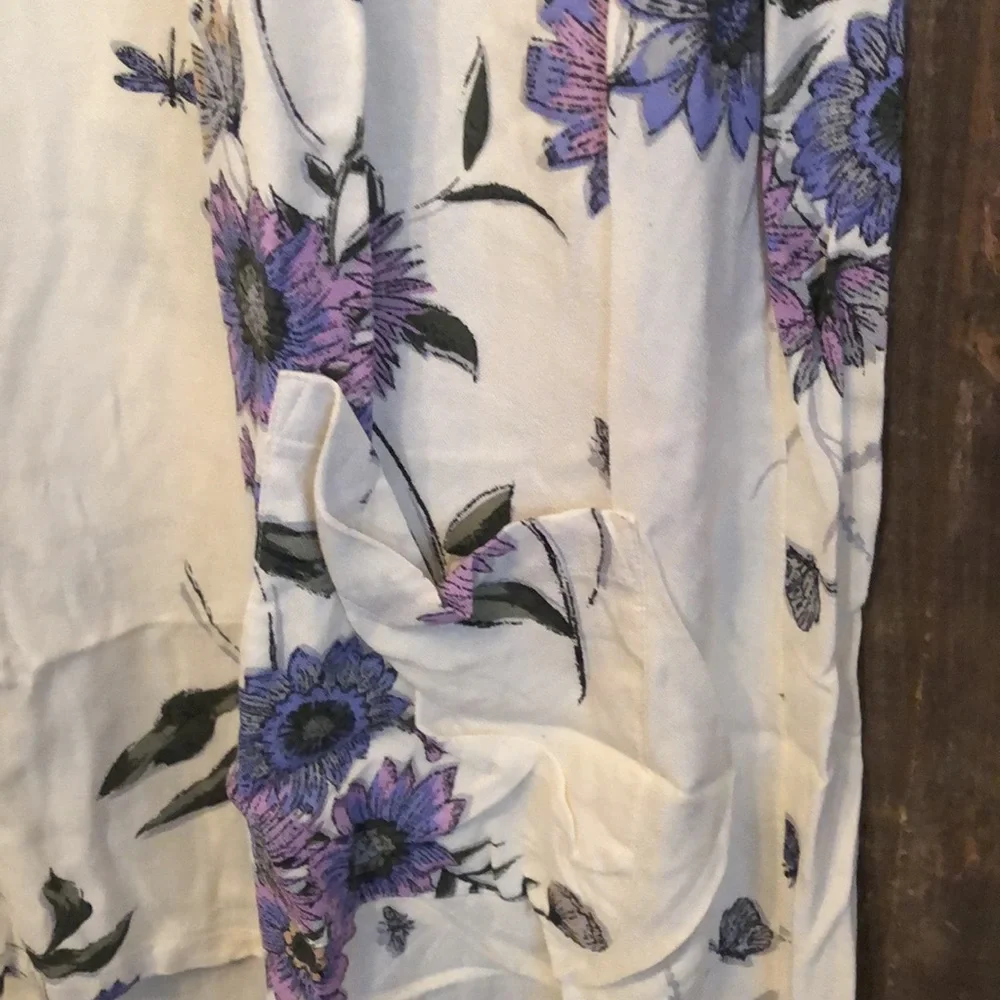 Old Navy Cream Floral High Low Hemline Dress Ruffle Pockets Size XXL 16